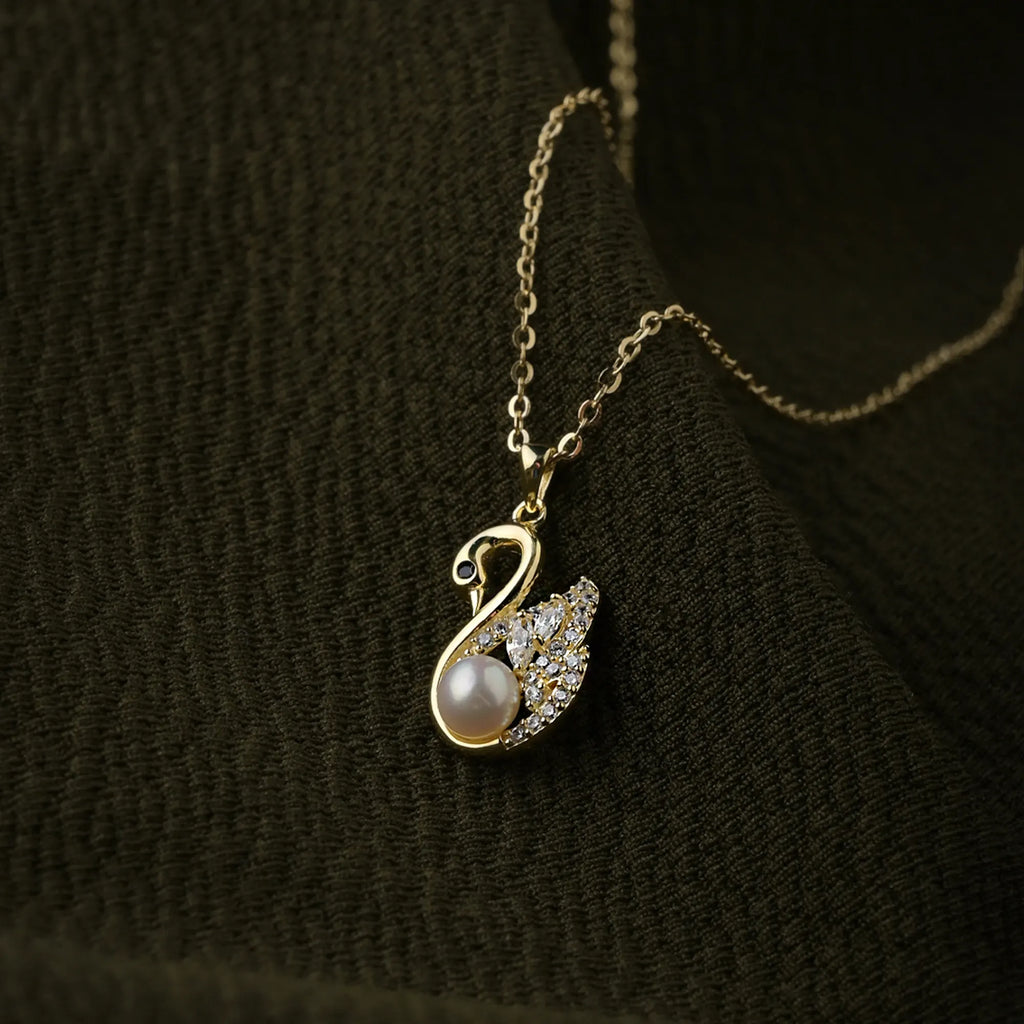 Swan Harmony Pearl Glow Pendant Necklace
