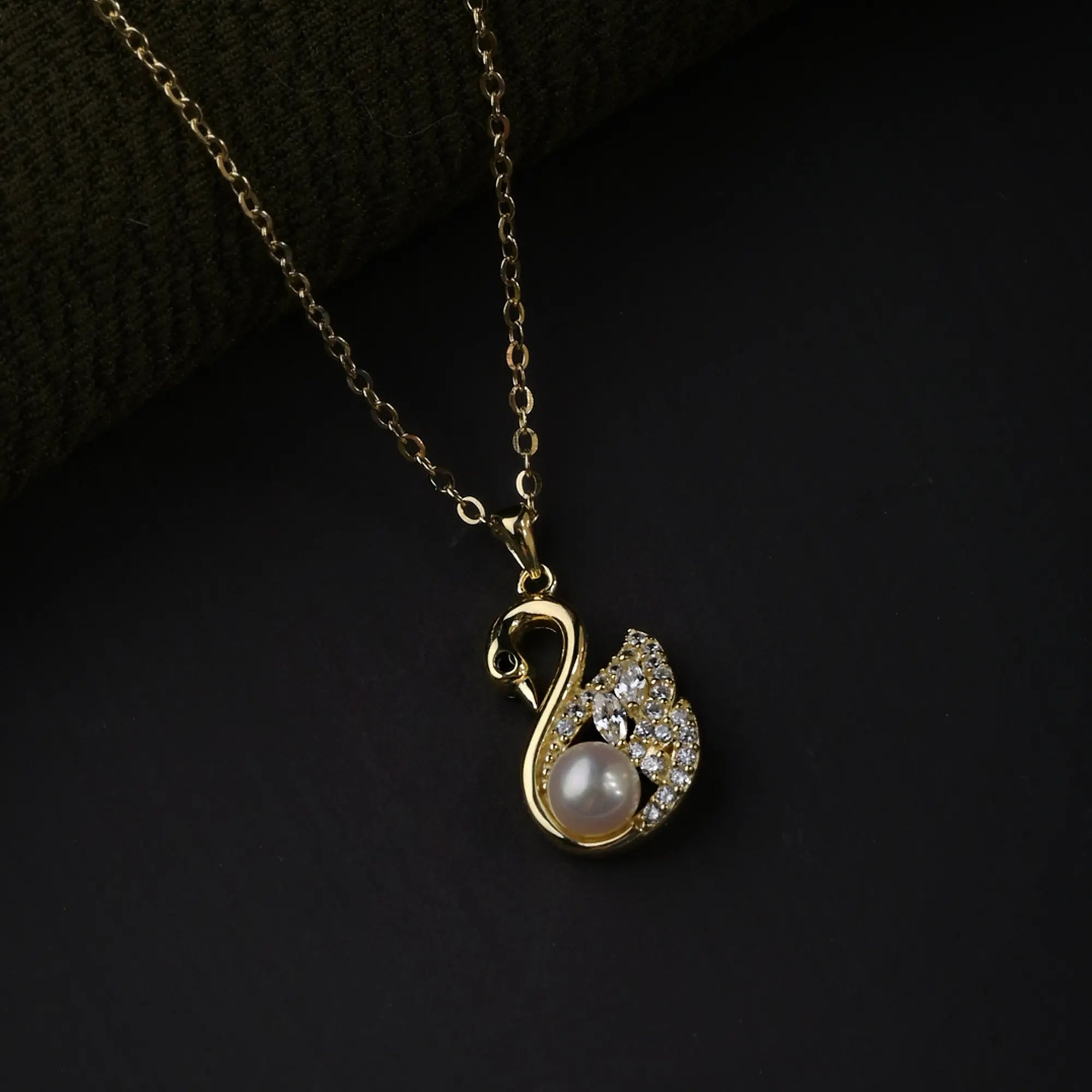 Swan Harmony Pearl Glow Pendant Necklace