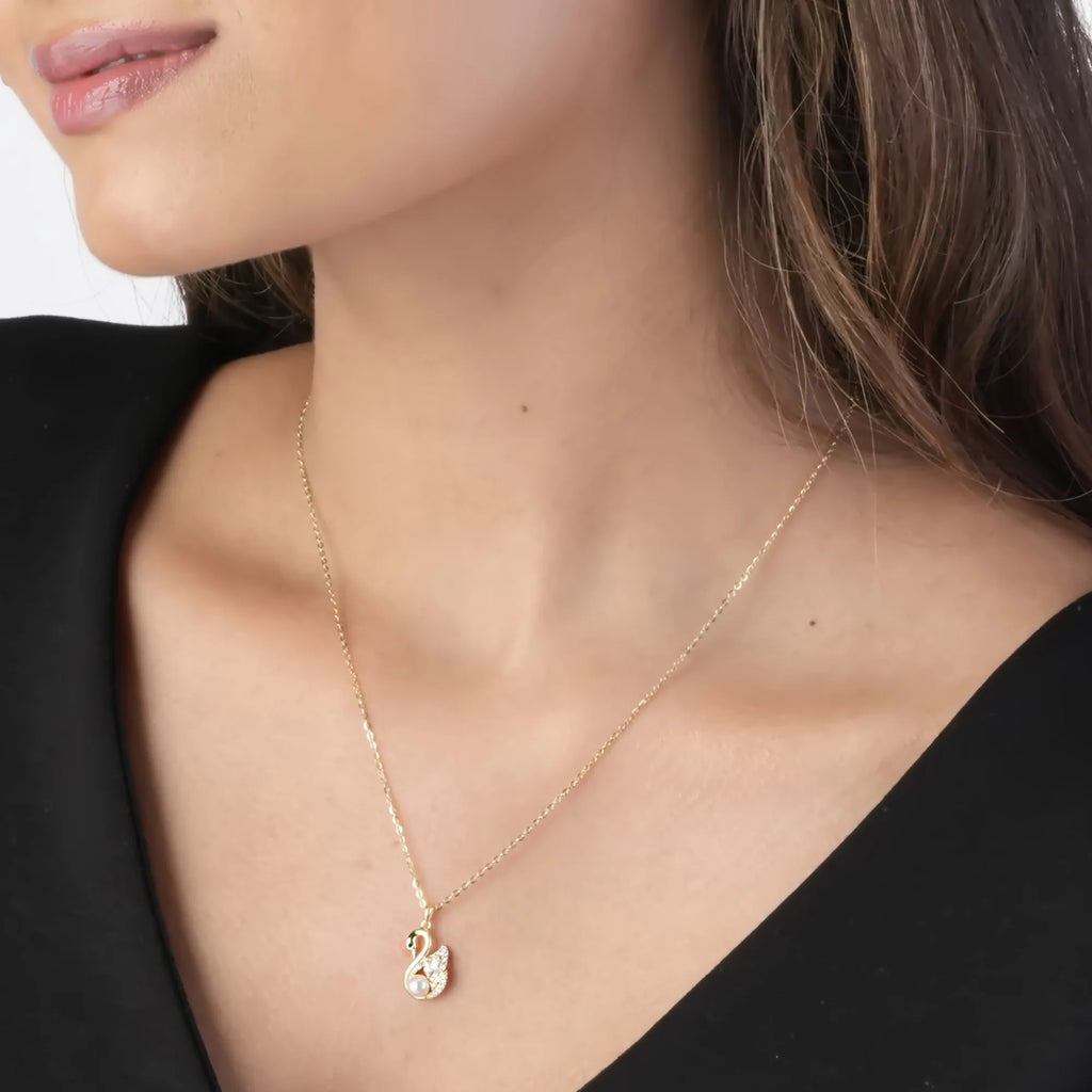 Swan Harmony Pearl Glow Pendant Necklace