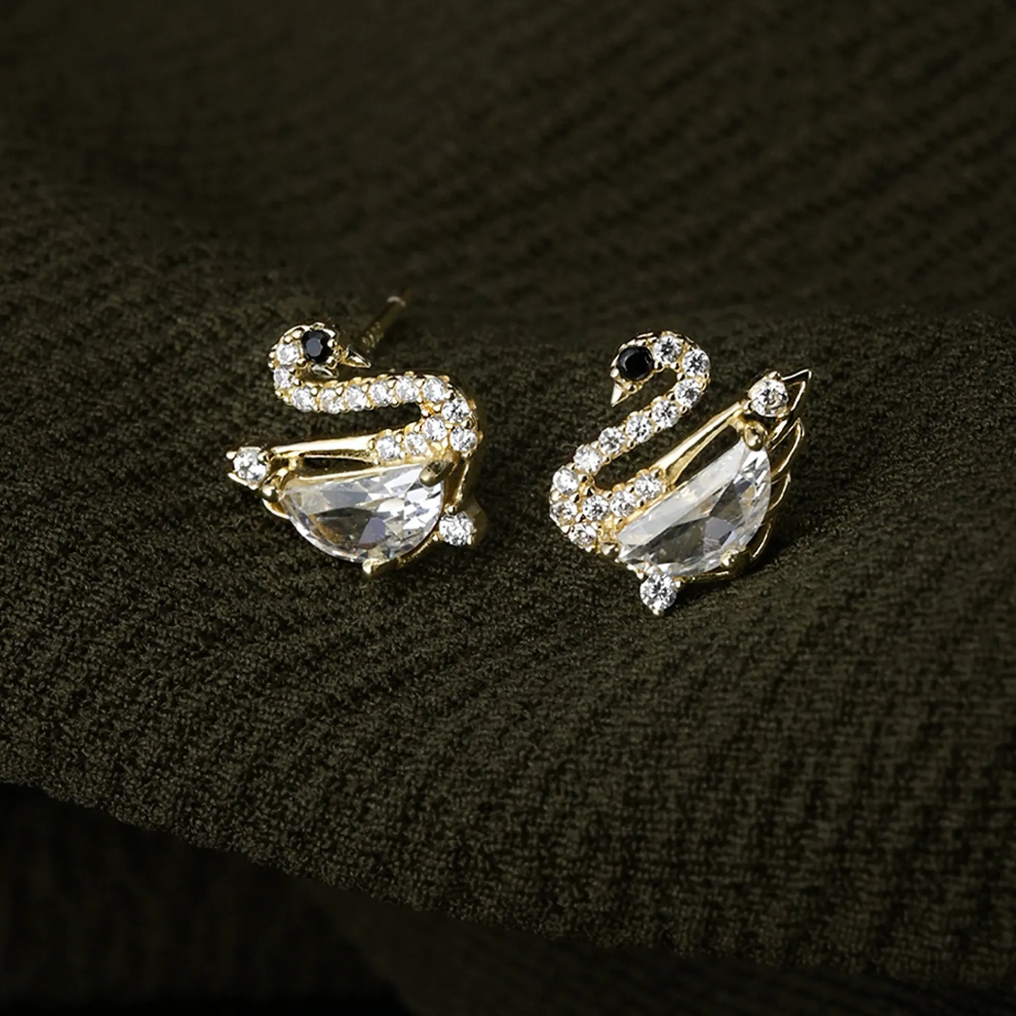 Crystal Swan Stud Earring