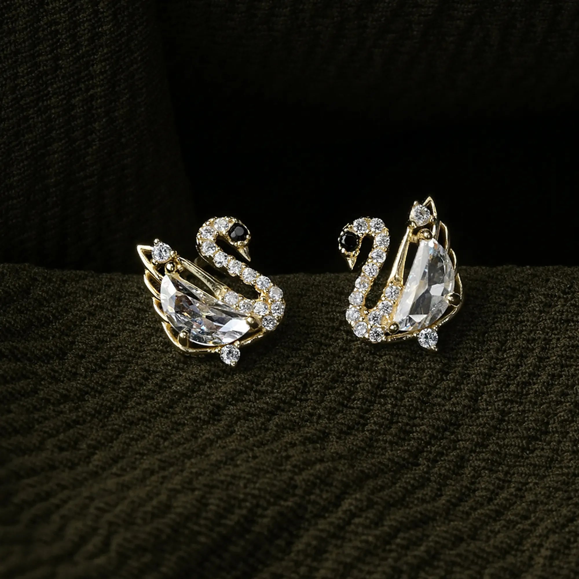 Crystal Swan Stud Earring