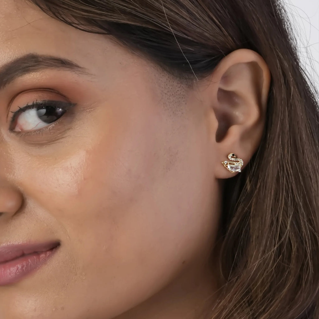 Crystal Swan Stud Earring
