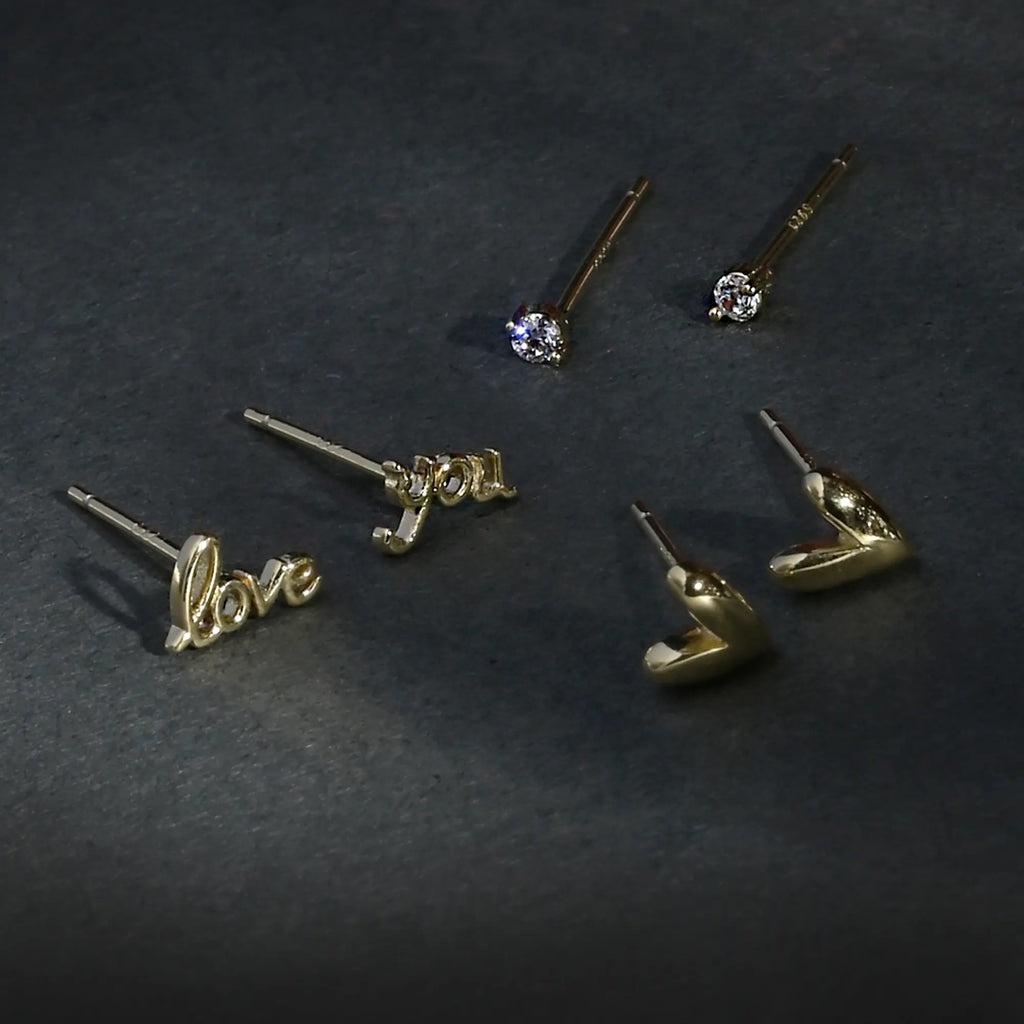 Love & Heart Mix Stud Set