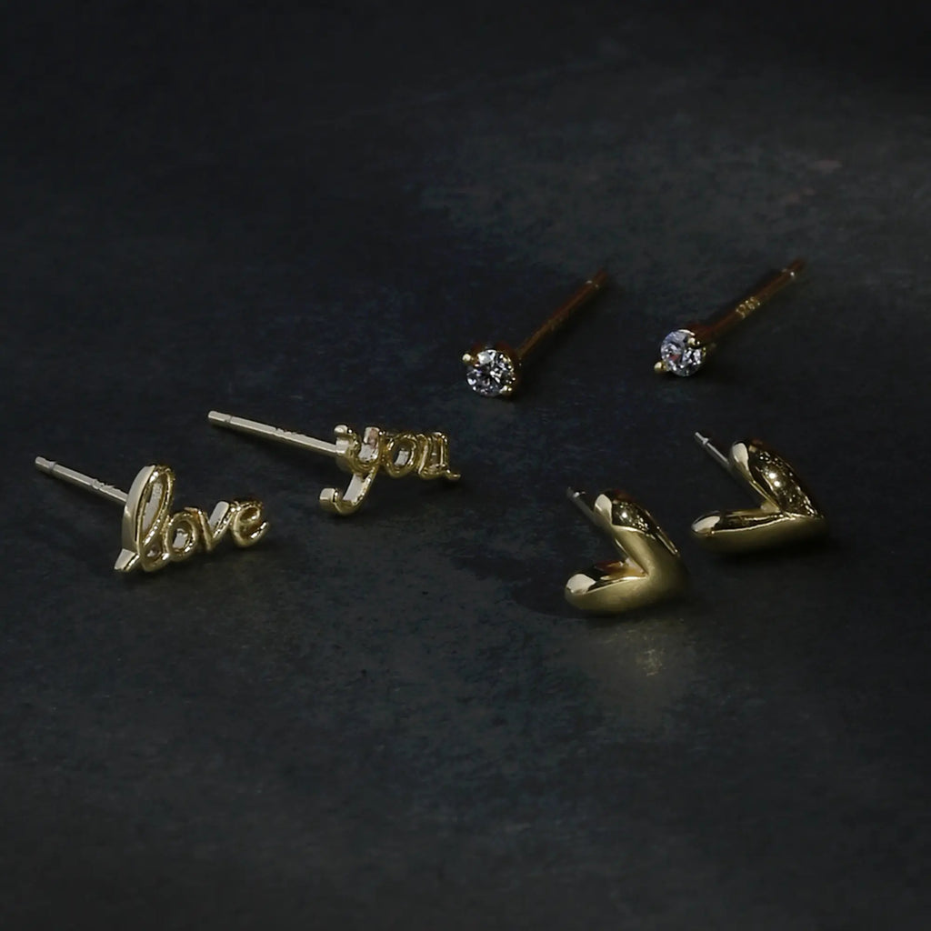 Love & Heart Mix Stud Set