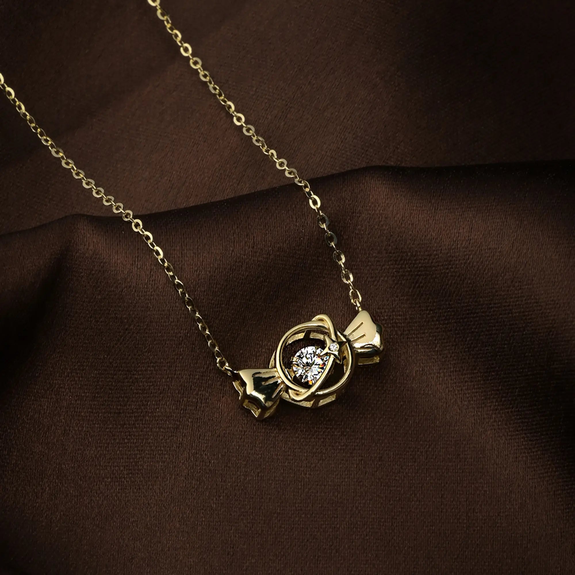 Golden Bow Charm Necklace