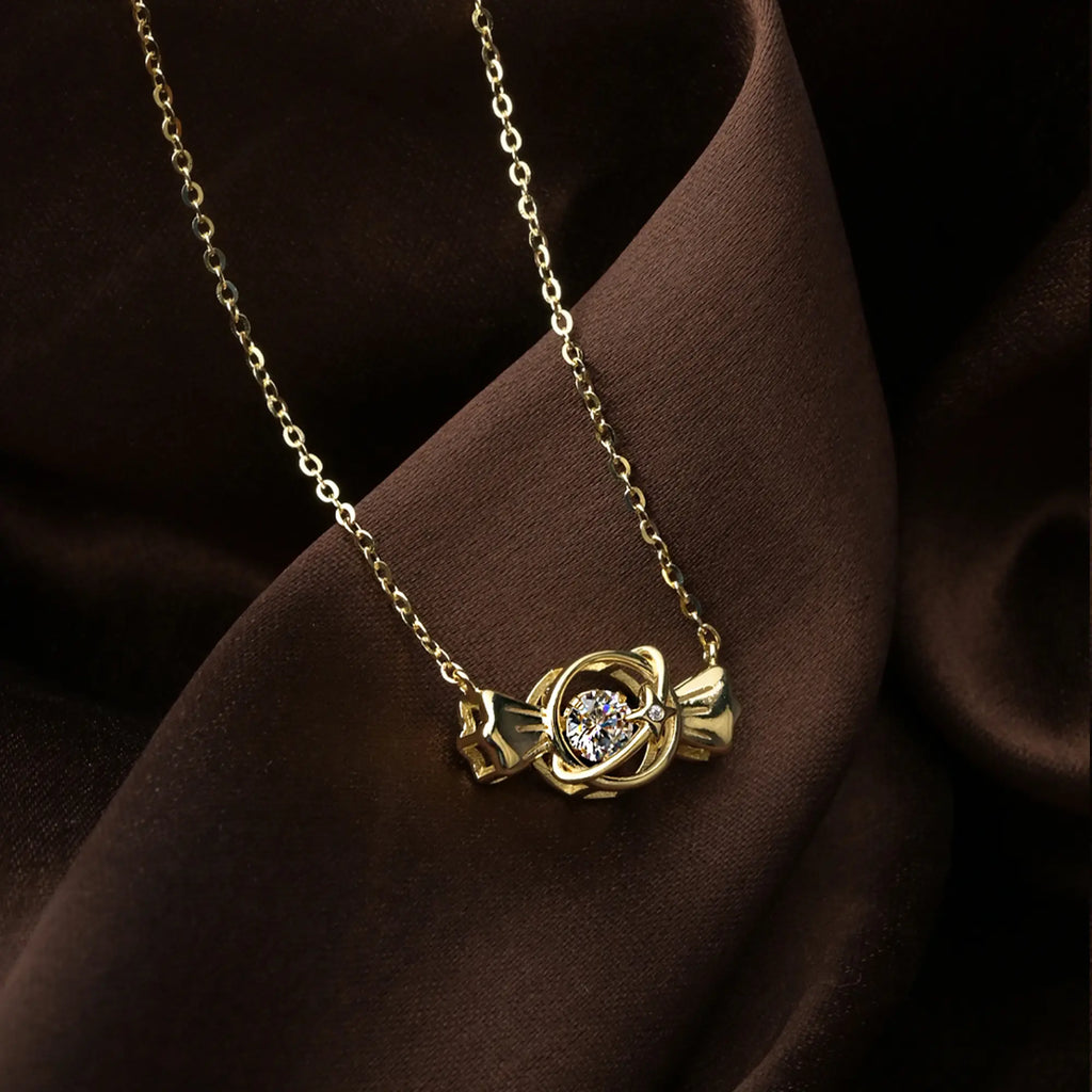 Golden Bow Charm Necklace