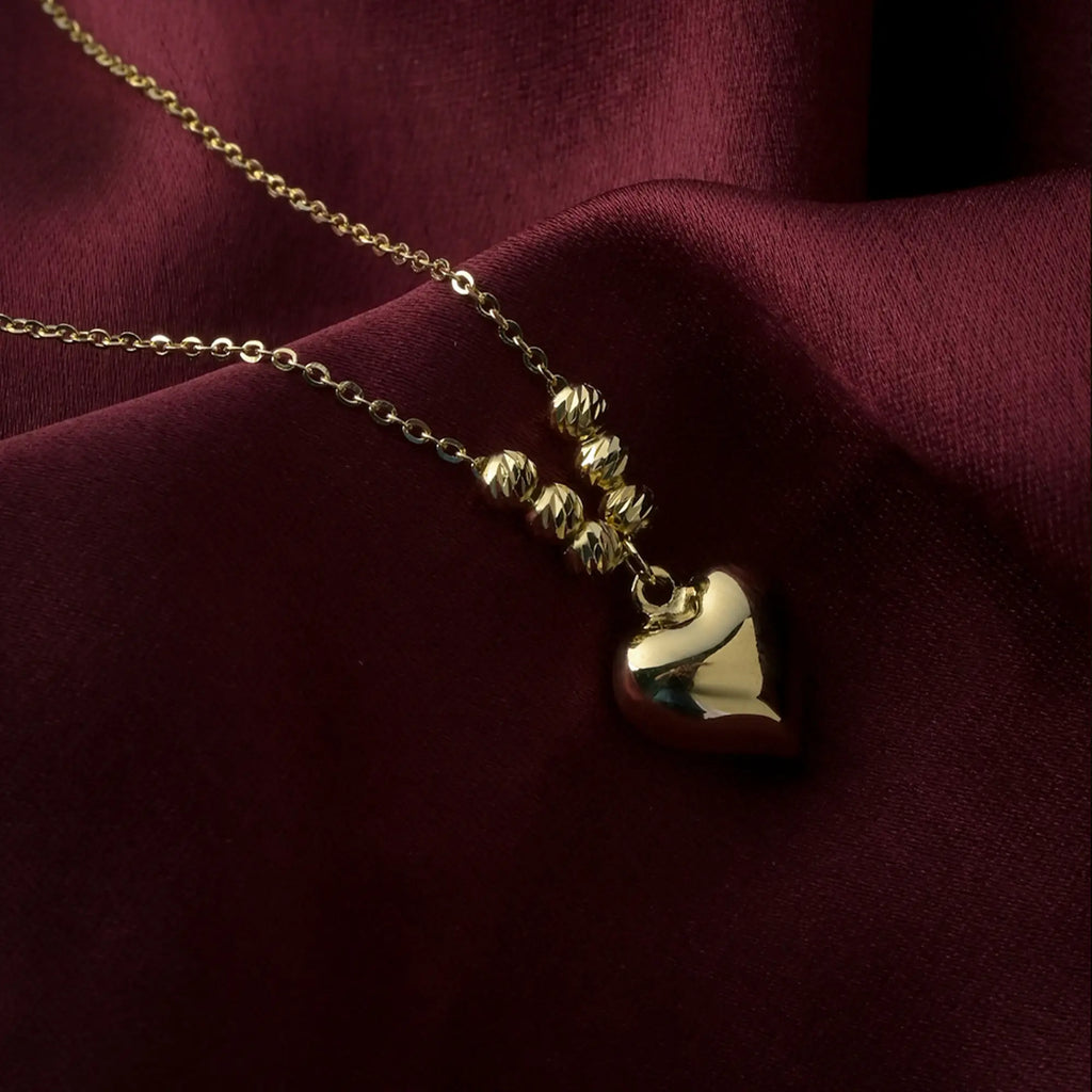 Golden Puff Heart Necklace